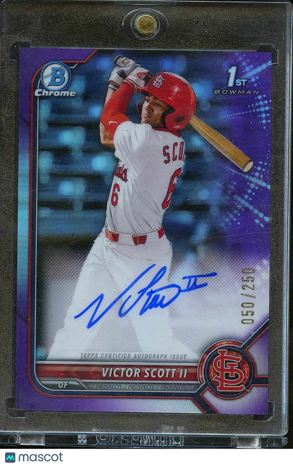 Victor Scott II 2022 Bowman Chrome 1st Auto Autograph RC 50/250 Cardinals