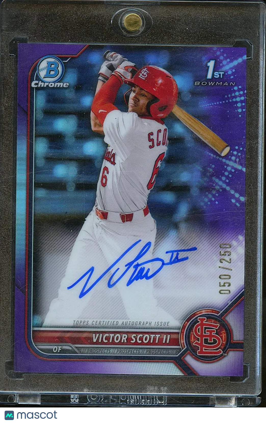Victor Scott II 2022 Bowman Chrome 1st Auto Autograph RC 50/250 Cardinals