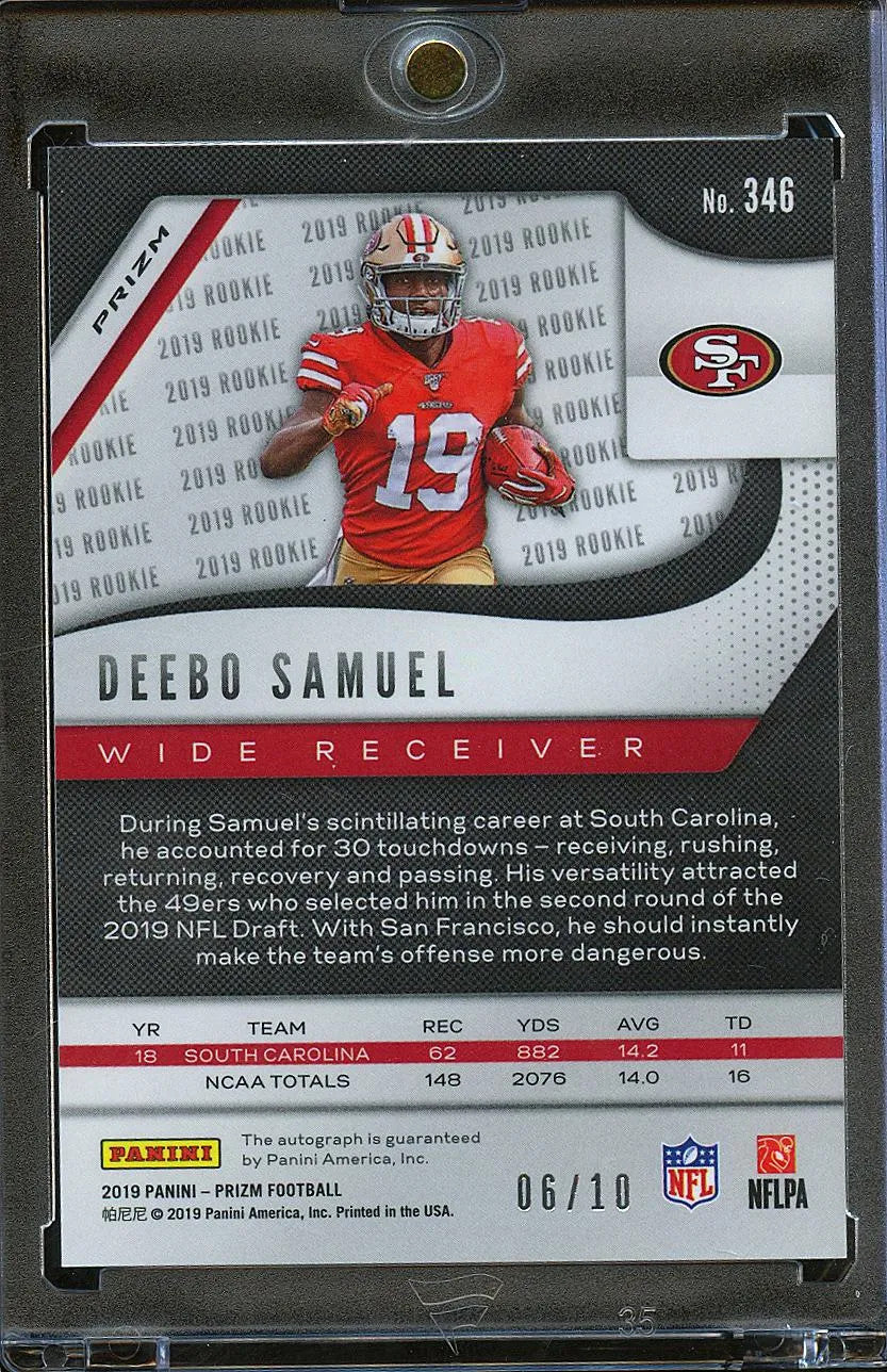 Deebo Samuel 2019 Prizm Auto Autograph Blue Shimmer RC 6/10 49ers