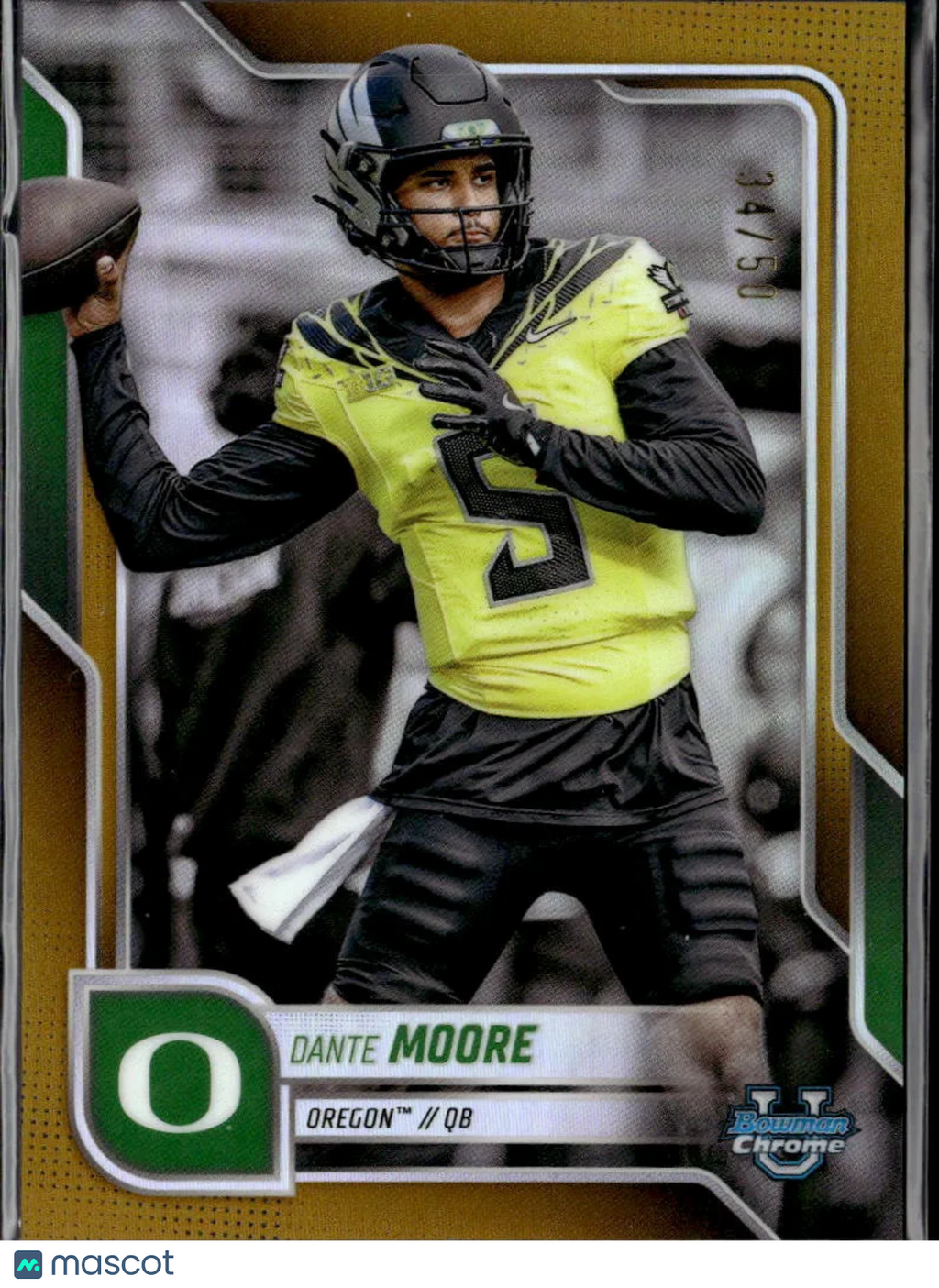 Dante Moore 2024 Bowman Chrome GOLD Refractor RC Rookie 34/50 Oregon Ducks