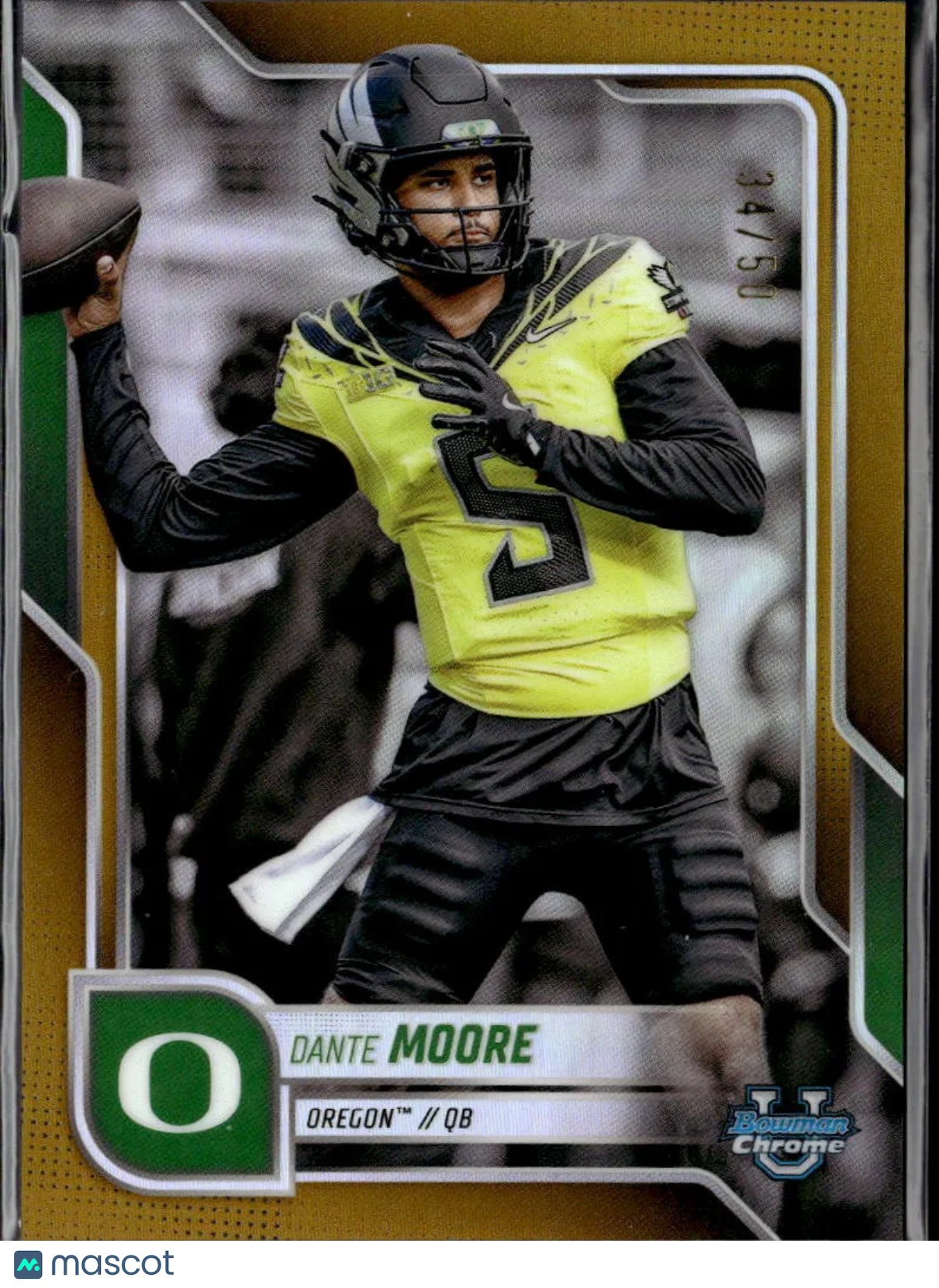 Dante Moore 2024 Bowman Chrome GOLD Refractor RC Rookie 34/50 Oregon Ducks