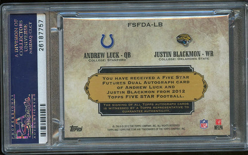 A. Luck J. Blackmon 2012 Topps Five Star Futures Dual Autograph Auto PSA 9