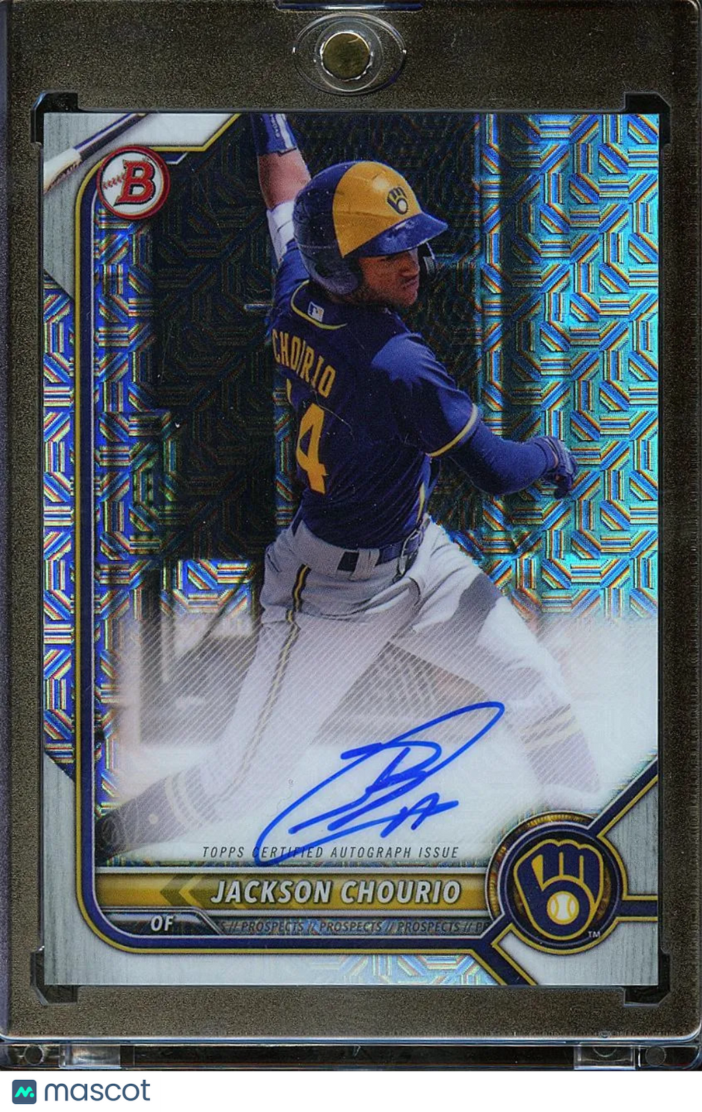 Jackson Chourio 2022 Bowman Chrome Mojo Auto Autograph RC Milwaukee Brewers