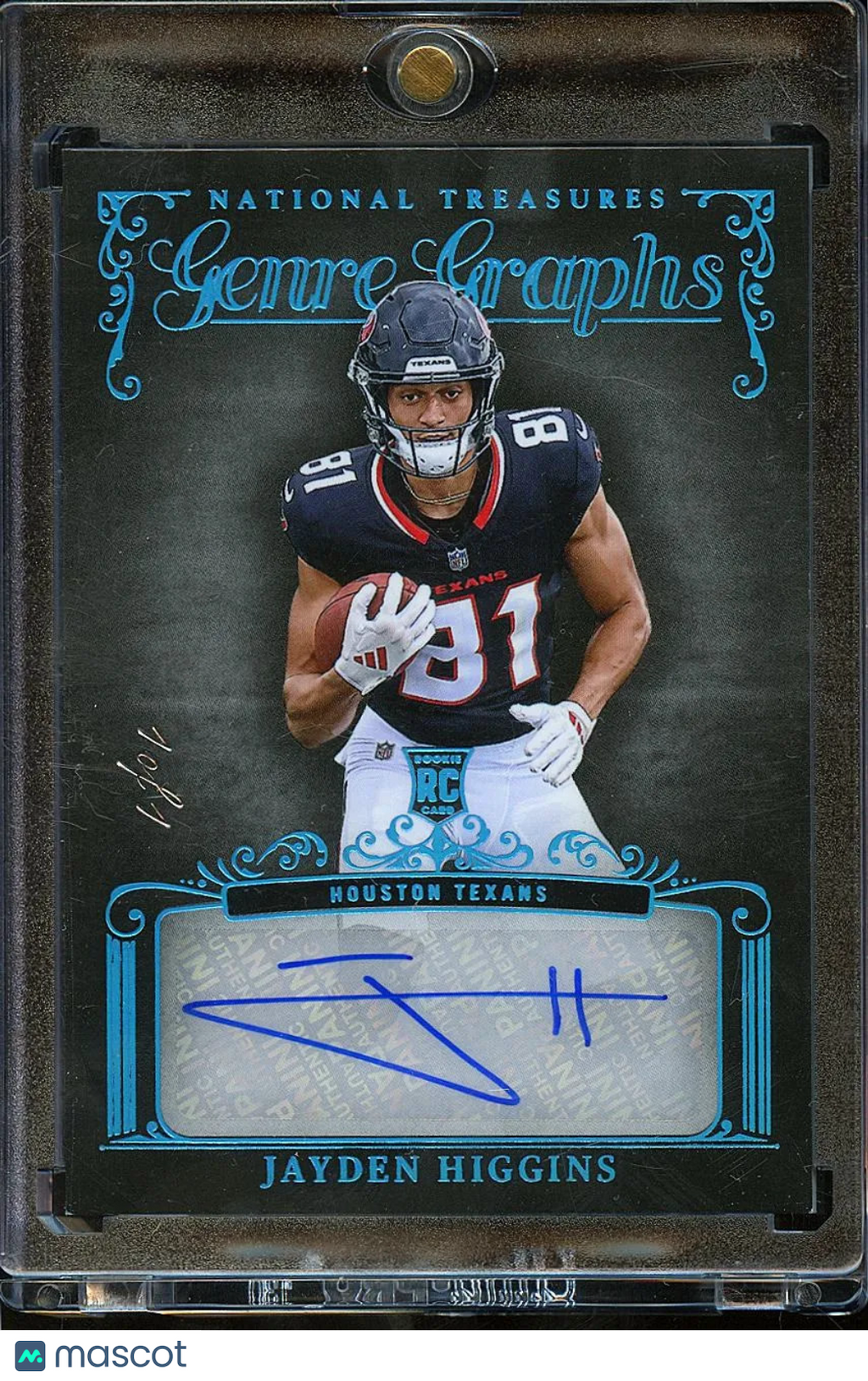 Jayden Higgins 2025 National Treasures Auto Autograph RC 1/1 Houston Texans