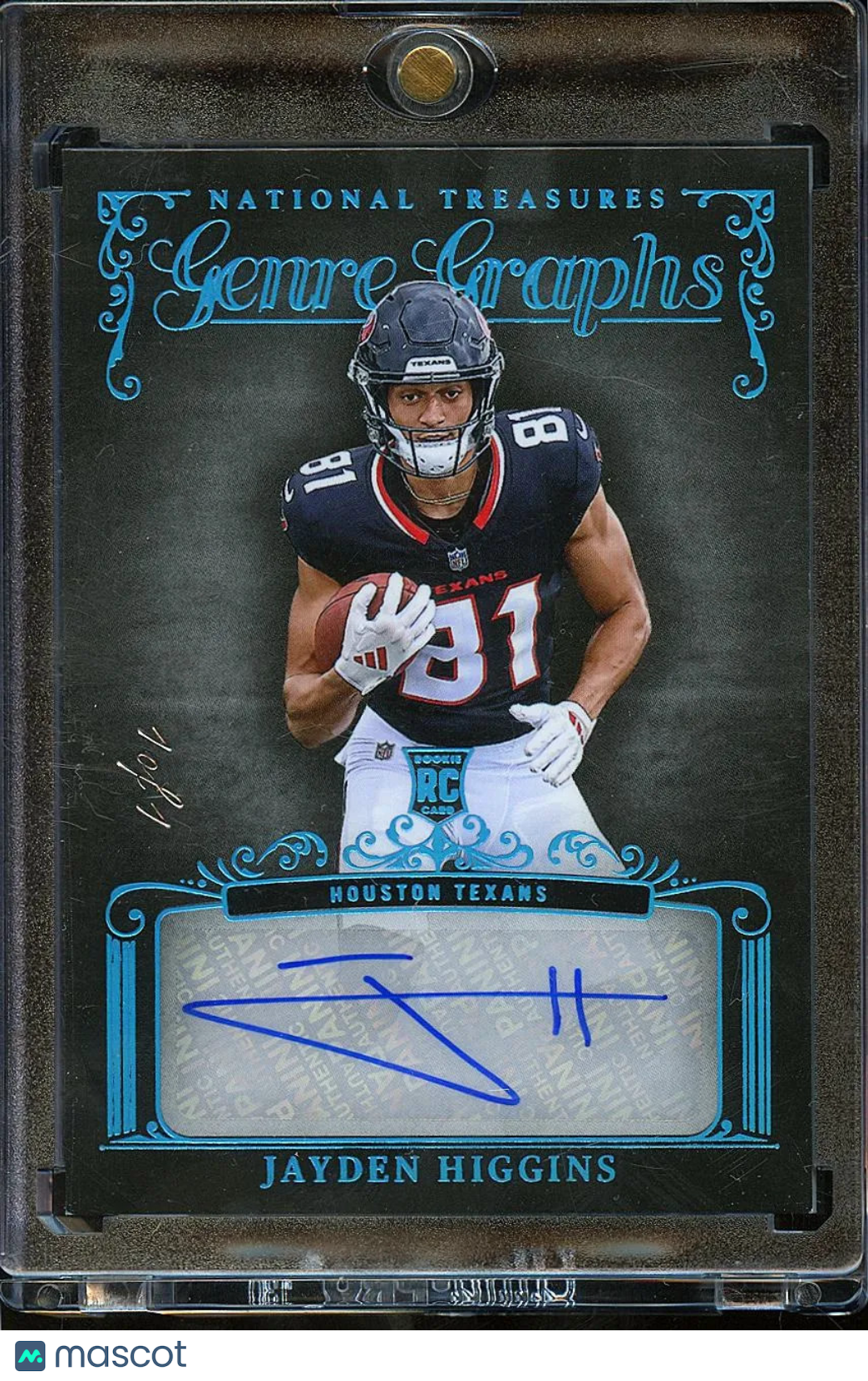 Jayden Higgins 2025 National Treasures Auto Autograph RC 1/1 Houston Texans