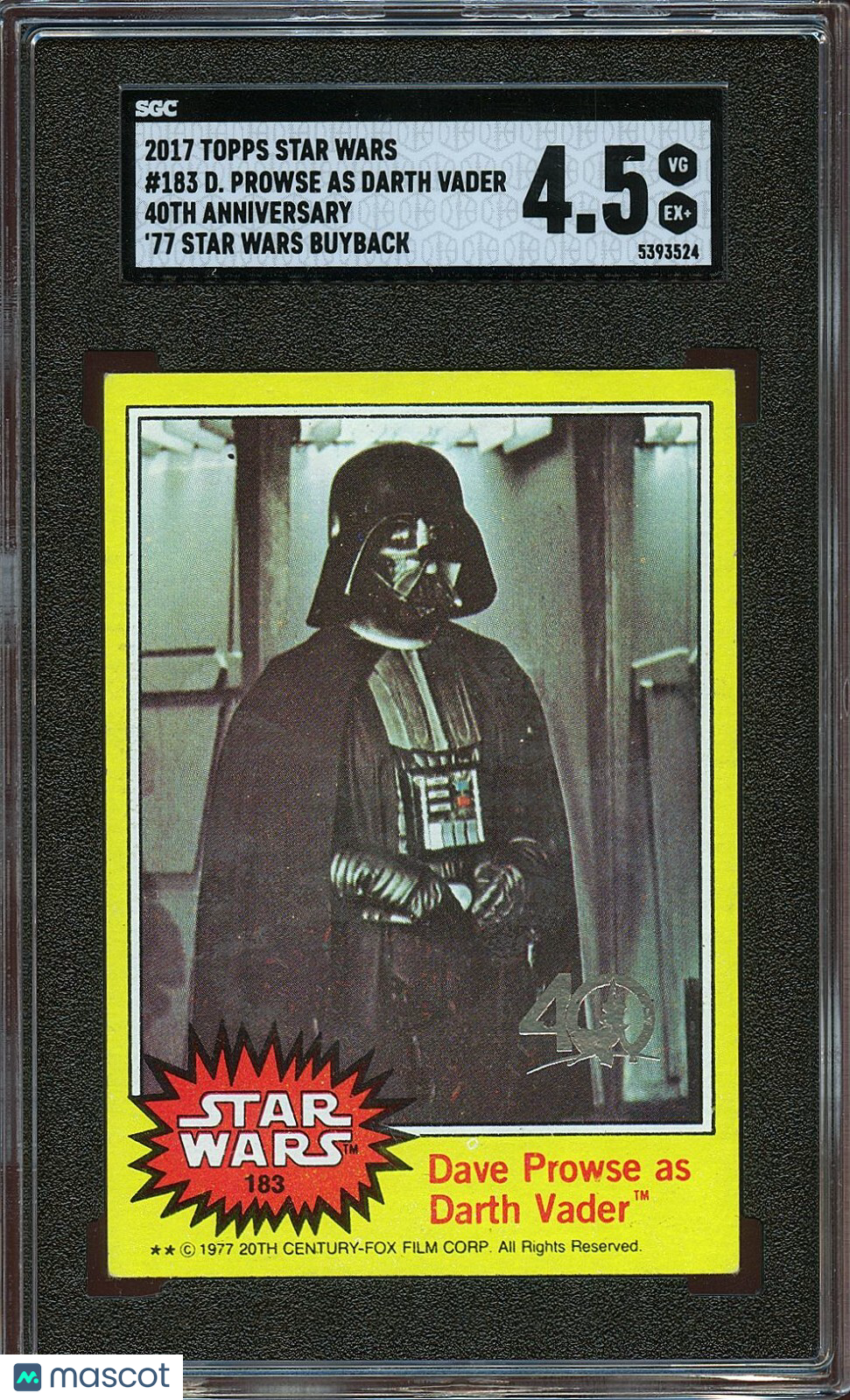 Darth Vader 2017 Topps 40th Anniversary '77 Buyback Star Wars #183 SGC 4.5