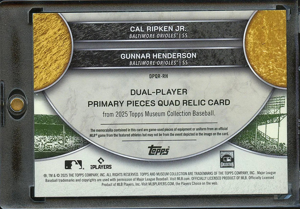 Cal Ripken / Gunnar Henderson 2025 Museum Collection Game Worn Patch /99 Orioles
