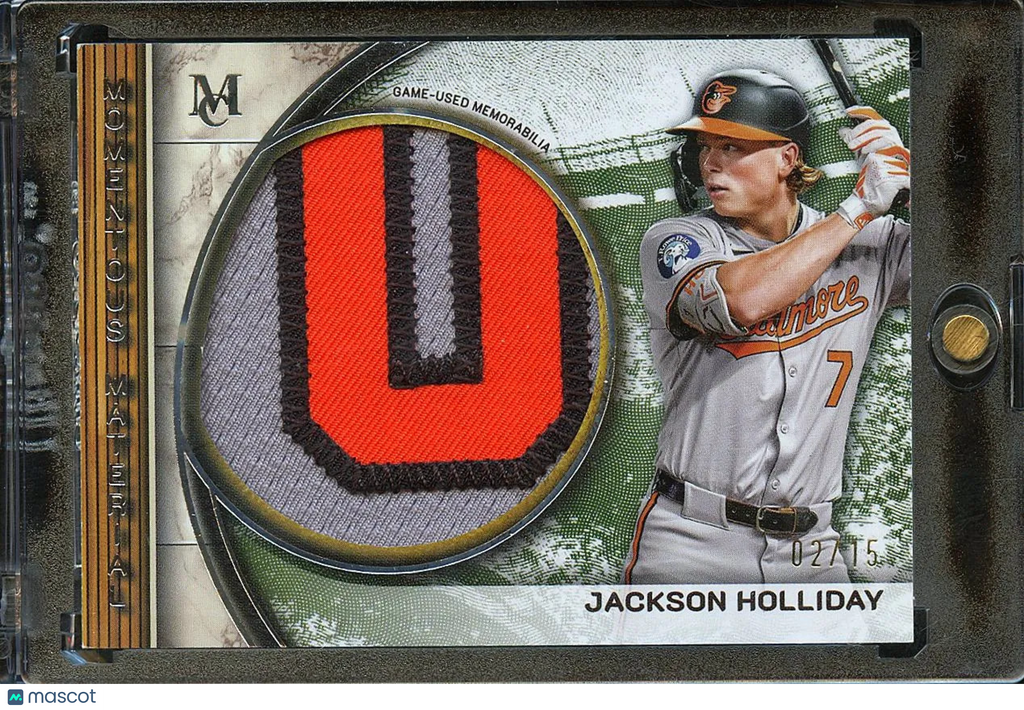 Jackson Holliday 2025 Museum Collection Game Worn Jersey Patch 2/15 Orioles