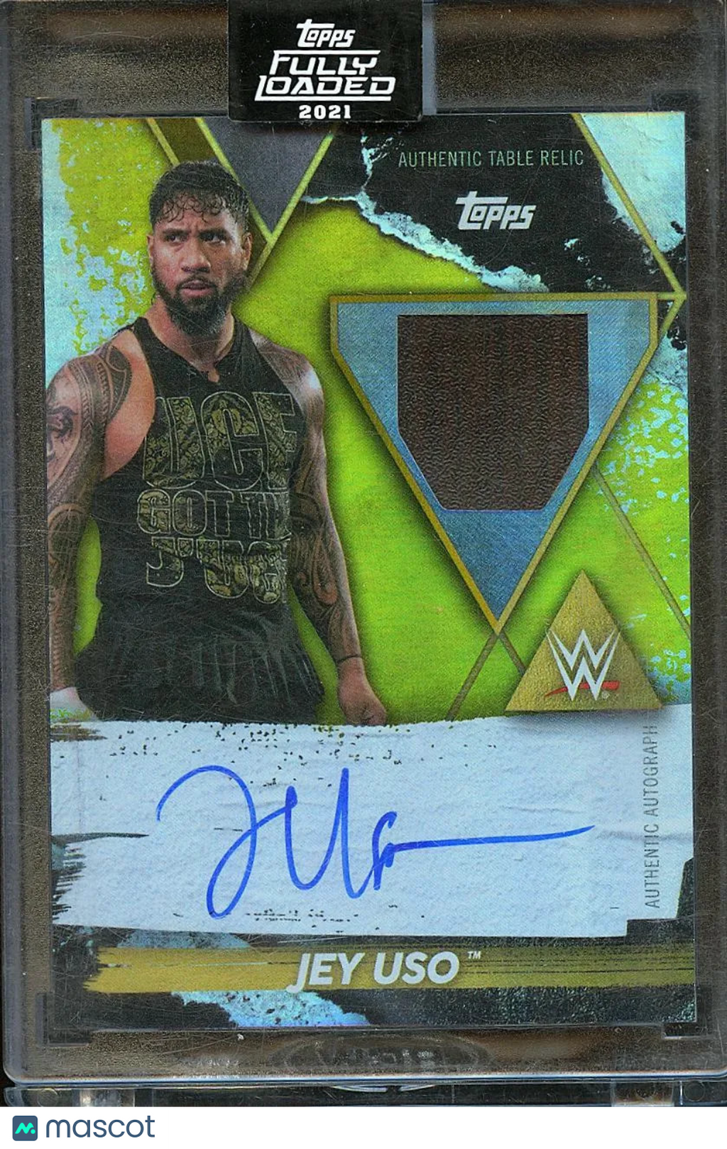 Jey Uso 2021 Topps WWE Fully Loaded Auto Autograph Table Patch 46/75