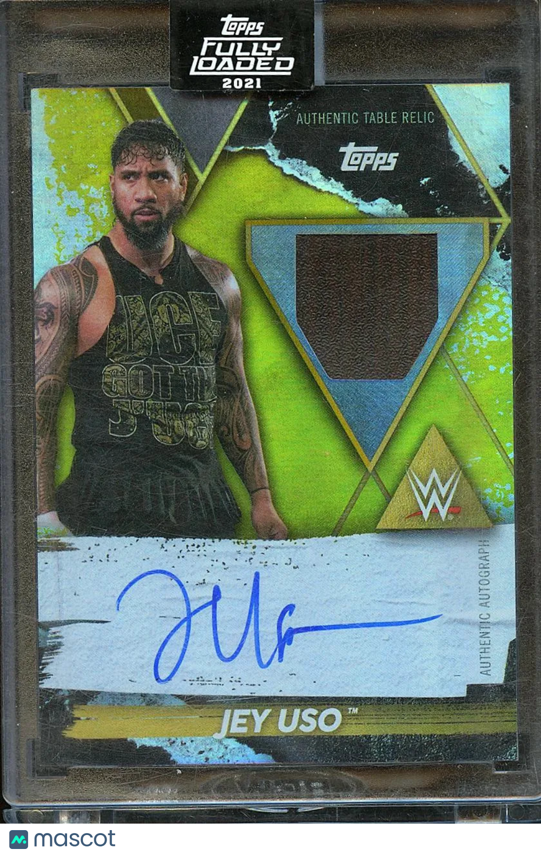 Jey Uso 2021 Topps WWE Fully Loaded Auto Autograph Table Patch 46/75
