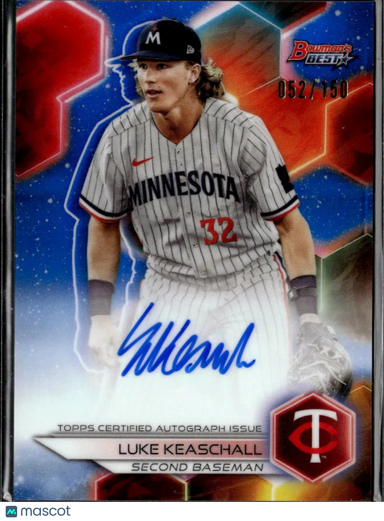 Luke Keaschall 2023 Bowman's Best BLUE Auto Autograph RC 52/150 Minnesota Twins