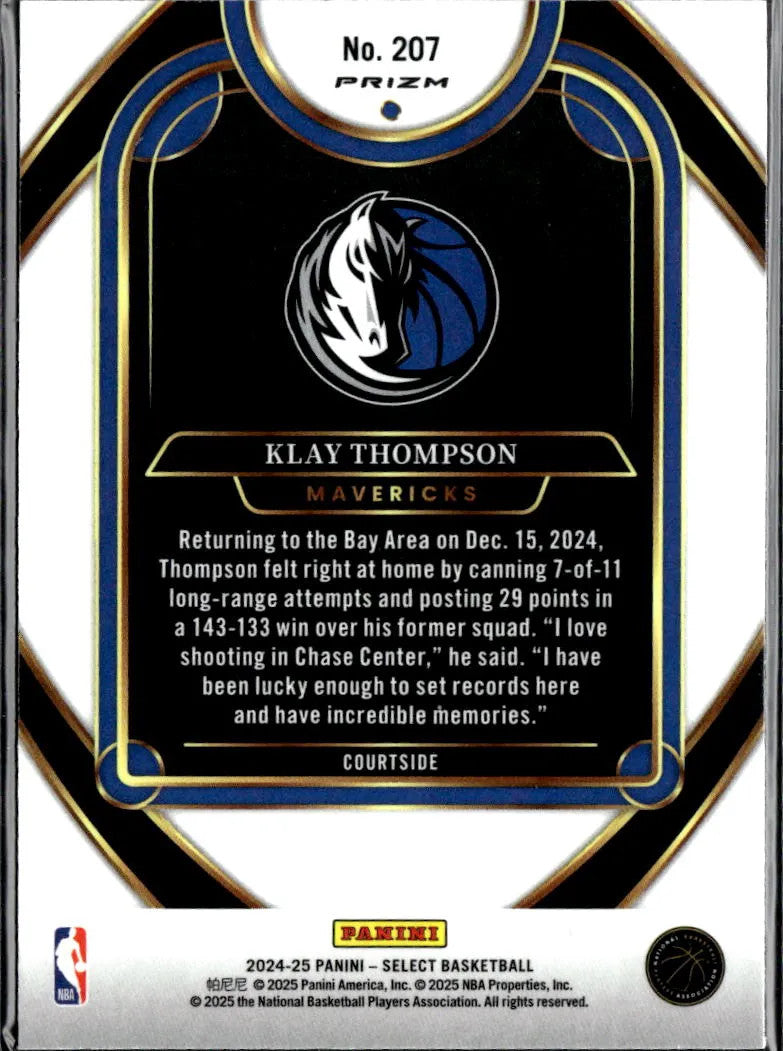 Klay Thompson 2025 Select Cosmic Prizm SSP SHORTPRINT Dallas Mavericks