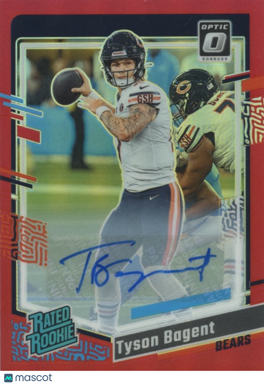 Tyson Bagent 2023 Optic Rated Rookie Red Auto Autograph RC Bears 10/75