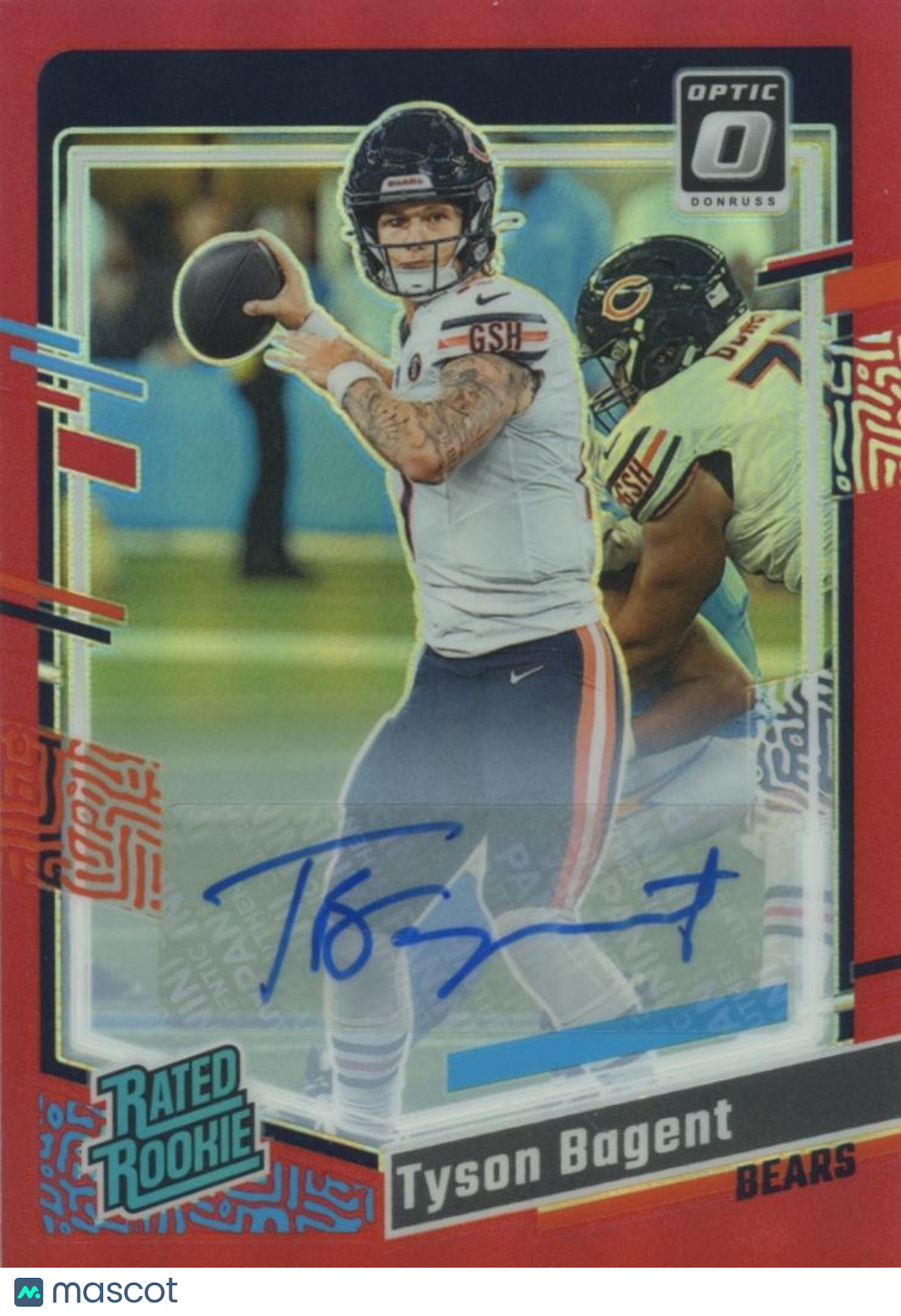 Tyson Bagent 2023 Optic Rated Rookie Red Auto Autograph RC Bears 10/75