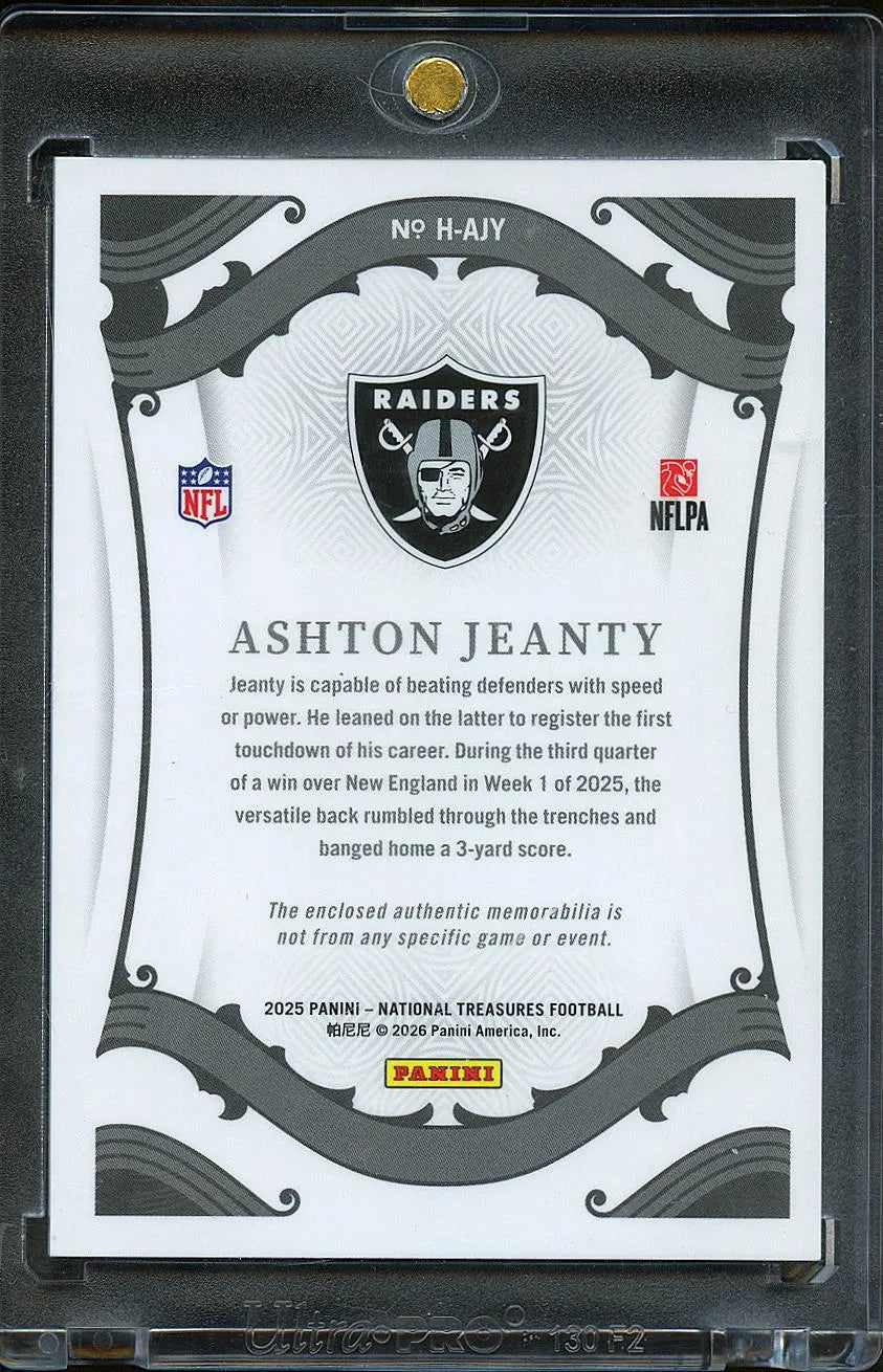 Ashton Jeanty 2025 National Treasures Jersey Patch RC 31/49 LV Raiders