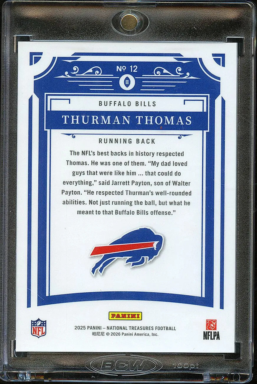 Thurman Thomas 2025 National Treasures Midnight SSP 1/20 Buffalo Bills