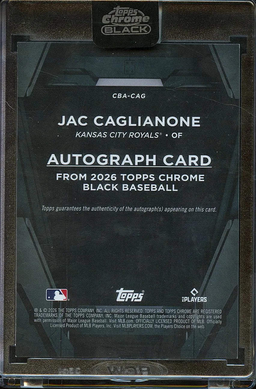 Jac Caglianone 2026 Topps Chrome Black BLUE Auto Autograph RC 150/150 Royals