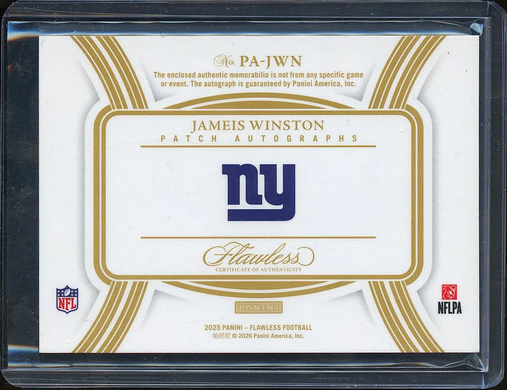 Jameis Winston 2025 Flawless Auto Autograph Patch BLUE NY Giants 1/10
