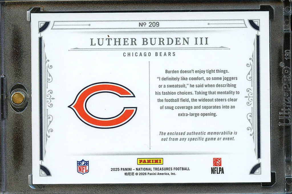 Luther Burden III 2025 National Treasures Jersey Patch RC Rookie 15/25 Bears