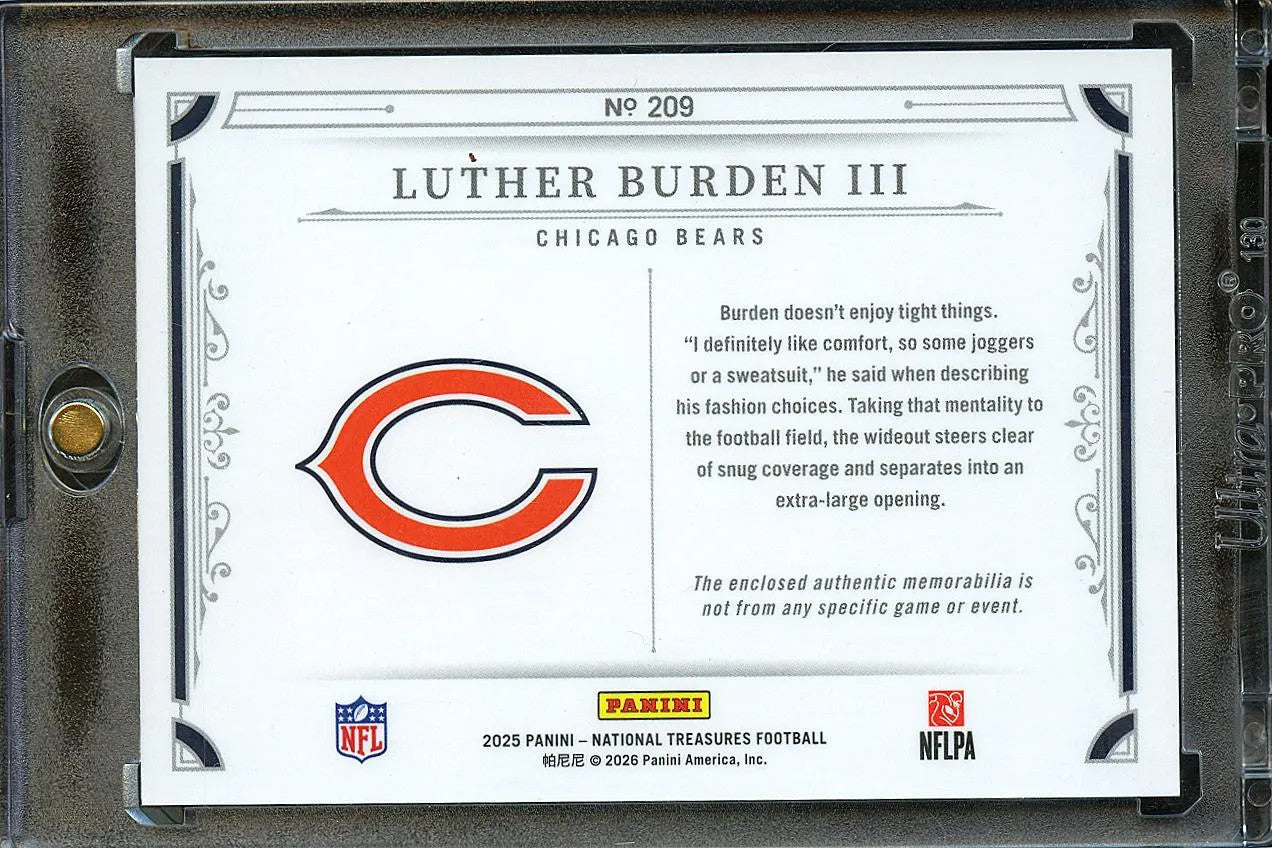 Luther Burden III 2025 National Treasures Jersey Patch RC Rookie 15/25 Bears