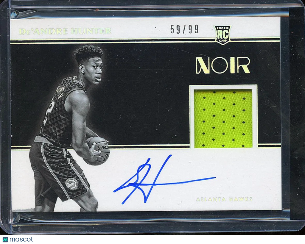 De'Andre Hunter 2020 Noir Auto Autograph Patch RC Atlanta Hawks 59/99