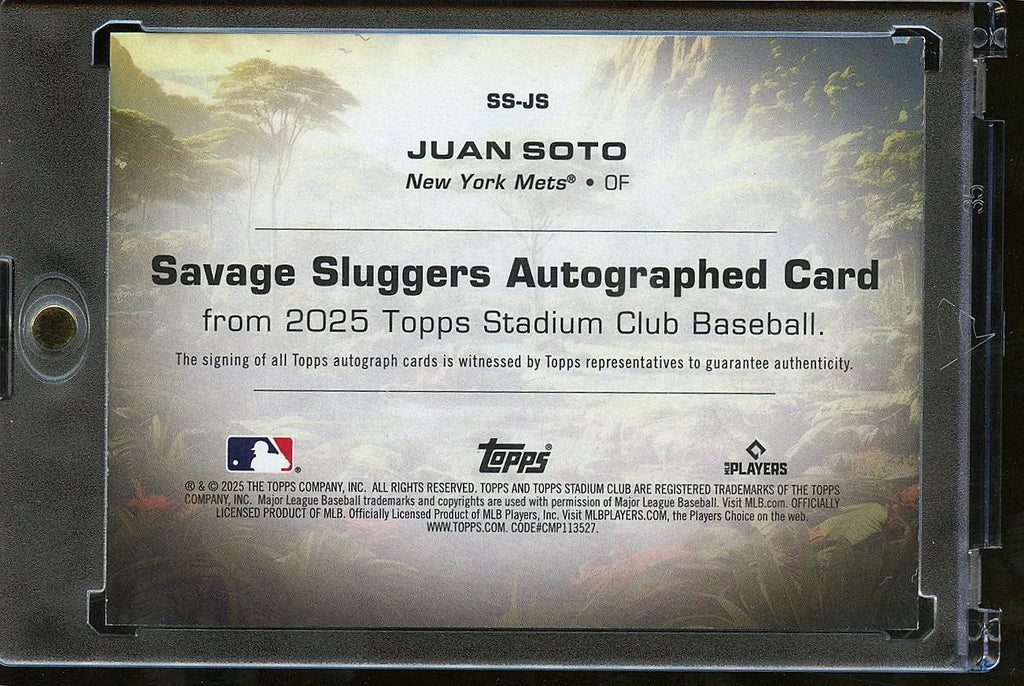 Juan Soto 2025 Stadium Club Savage Sluggers Auto Autograph New York Mets