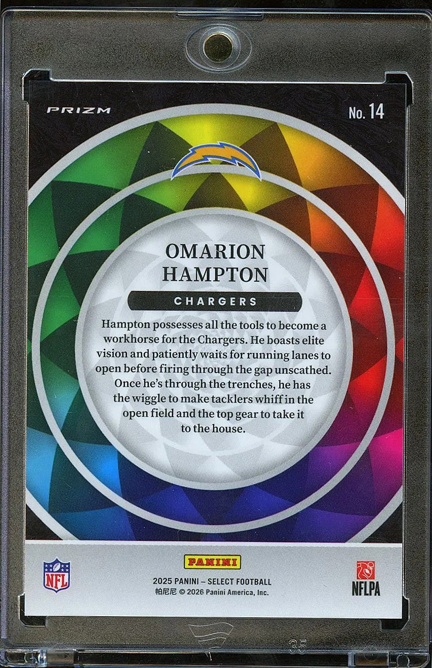 Omarion Hampton 2025 Select Color Wheel Prizm CASE HIT Rookie RC LA Chargers
