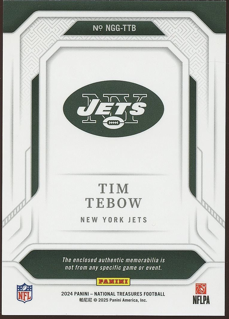 Tim Tebow 2024 National Treasures Game Gear Jersey Patch New York Jets 79/99