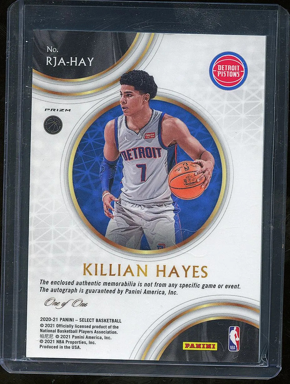 Killian Hayes 2021 Select Black Auto Autograph Laundry Tag Patch 1/1 RC Pistons