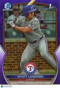 Wyatt Langford 2023 Bowman Chrome 1st Purple Refractor RC Rangers 223/250
