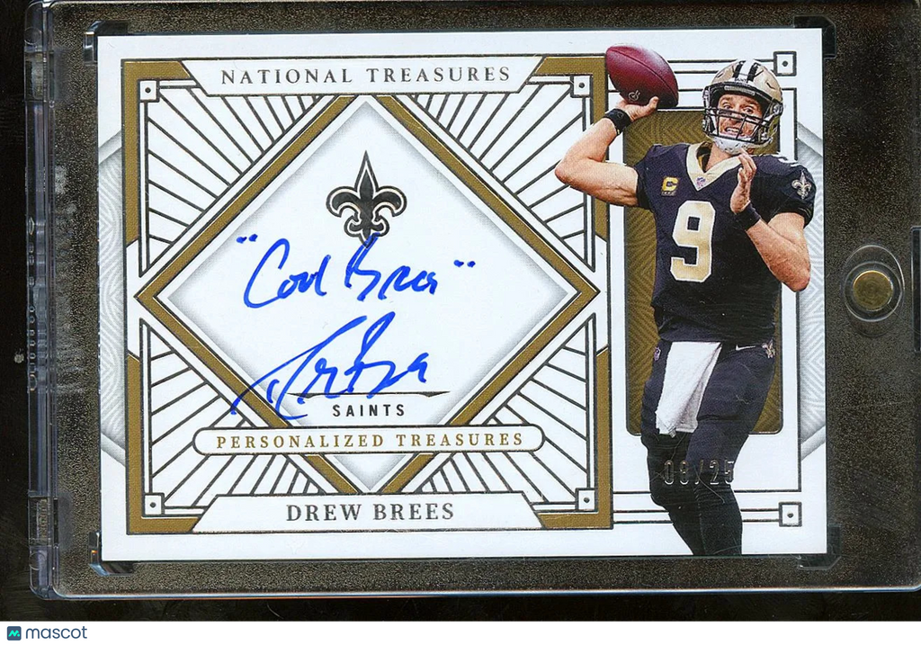 Drew Brees 2025 National Treasures Inscription Auto Autograph 8/25 Saints