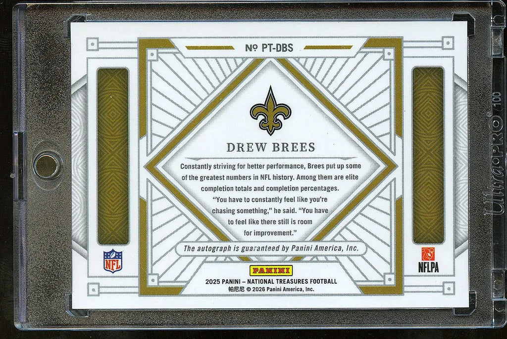 Drew Brees 2025 National Treasures Inscription Auto Autograph 8/25 Saints