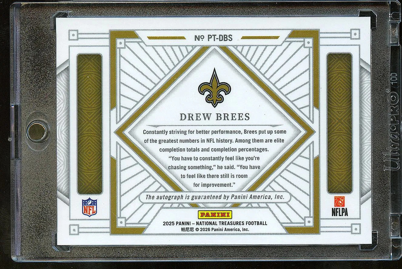 Drew Brees 2025 National Treasures Inscription Auto Autograph 8/25 Saints