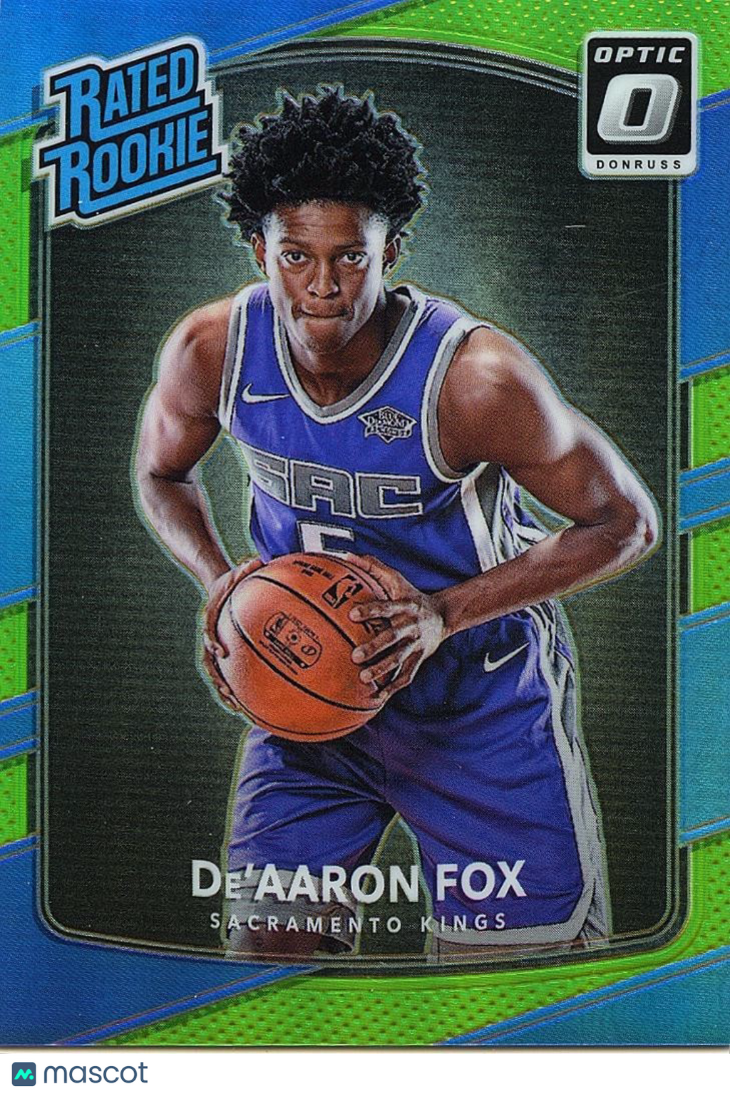 De'Aaron Fox 2017 Optic Rated Rookie Lime Green Prizm RC Spurs Kings 93/175