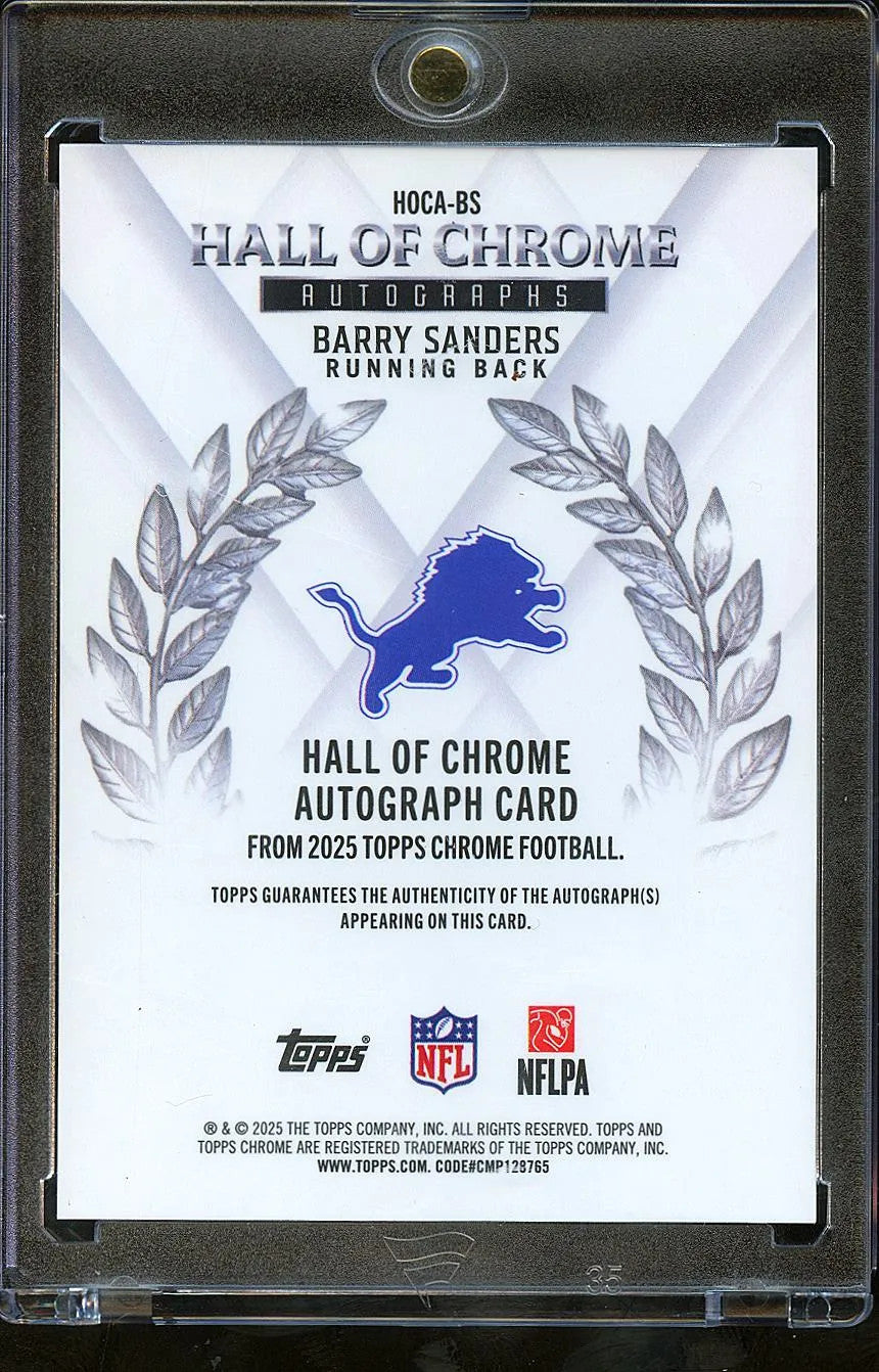 Barry Sanders 2025 Topps Chrome GOLD Auto Autograph 38/50 Detroit Lions