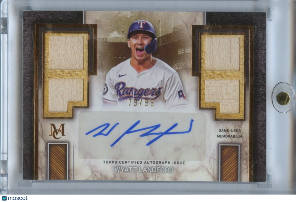 Wyatt Langford 2025 Museum Collection Auto Autograph Bat Texas Rangers 79/99