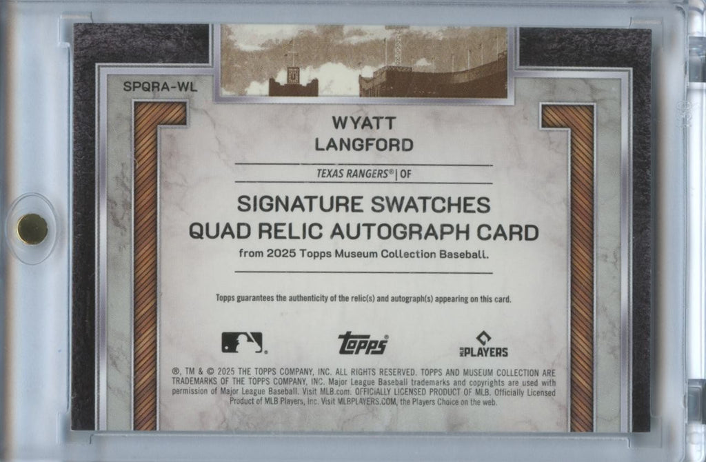 Wyatt Langford 2025 Museum Collection Auto Autograph Bat Texas Rangers 79/99