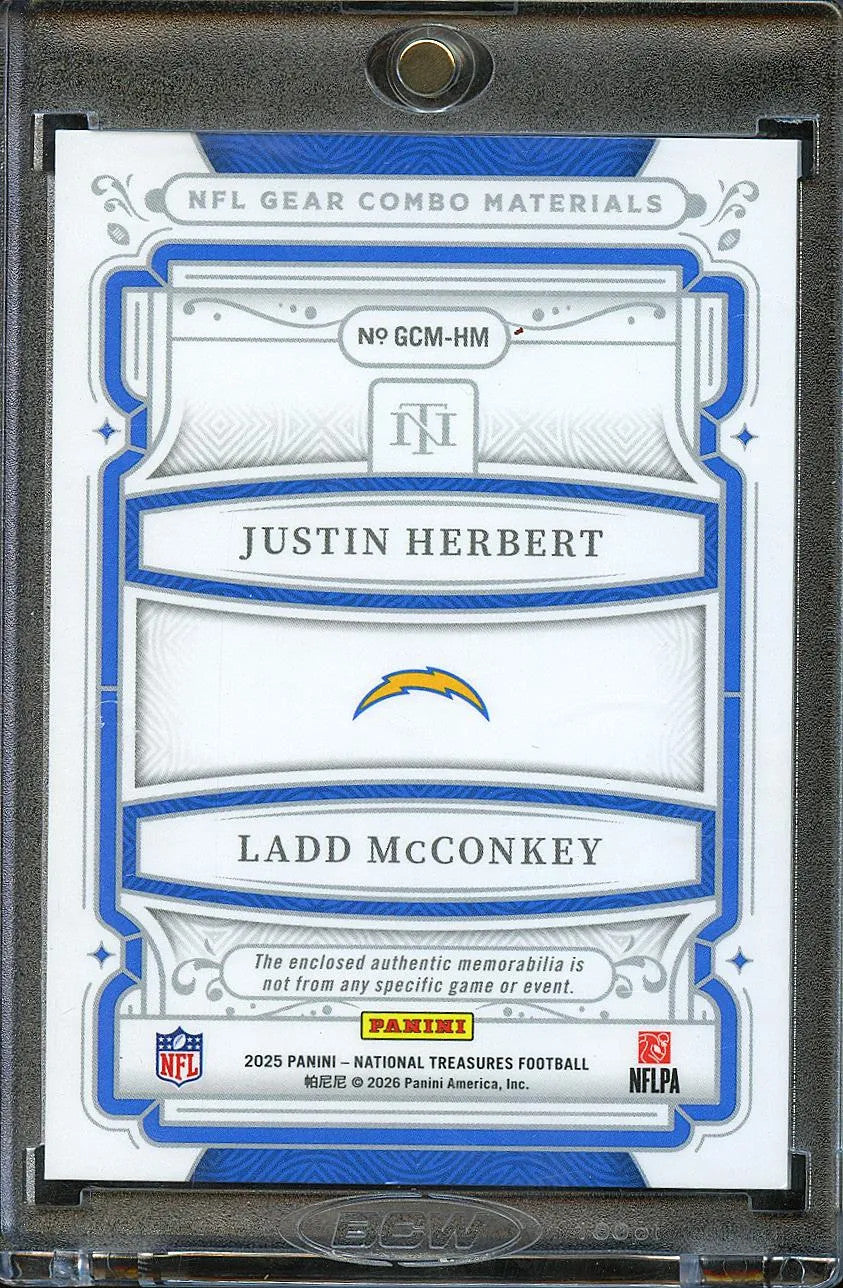 Justin Herbert / Ladd McConkey 2025 National Treasures Jersey Patch /25 Chargers