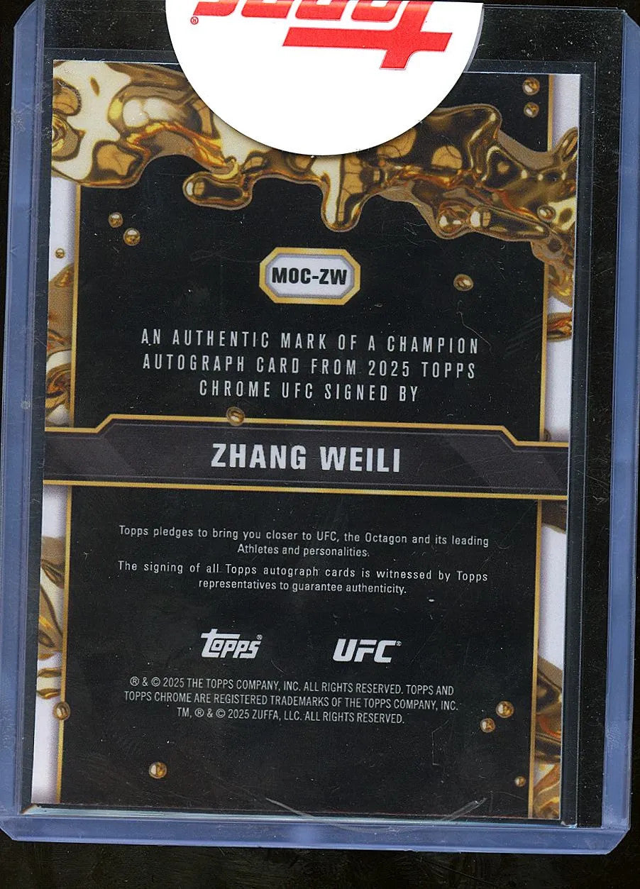 Zhang Weili 2025 Topps Chrome UFC Mark of a Champion Auto Autograph MMA