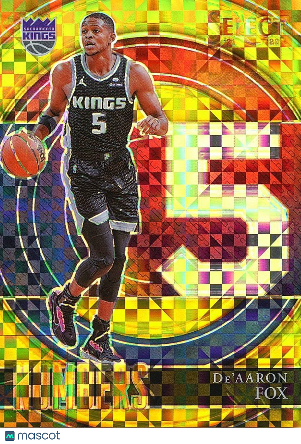 De'Aaron Fox 2021-22 Select Numbers GOLD Prizm Sacramento Kings 6/10