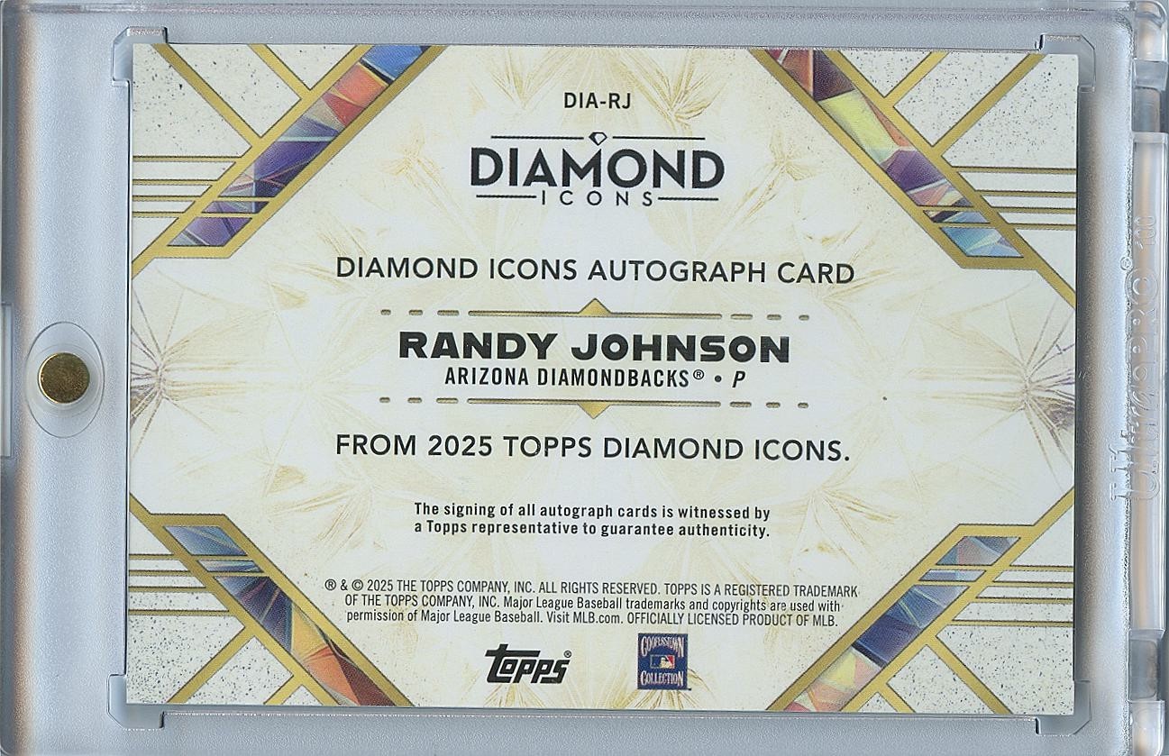 Randy Johnson 2025 Diamond Icons on Card Auto Autograph Diamondbacks 3/10