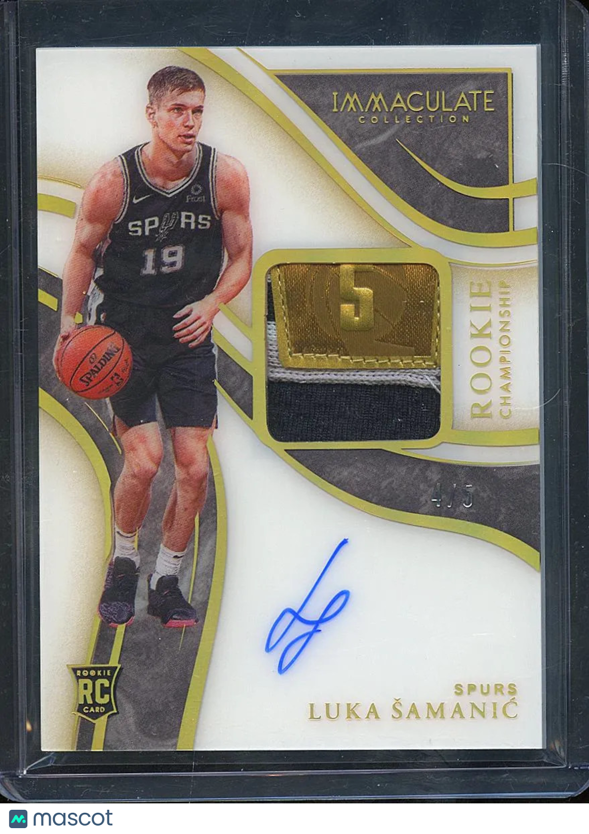 Luka Šamanić 2020 Immaculate Auto Autograph Rookie Championship 4/5 Spurs
