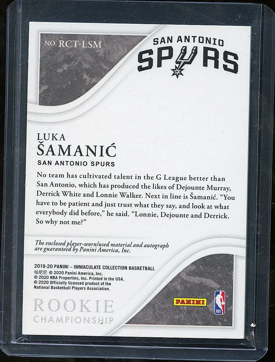 Luka Šamanić 2020 Immaculate Auto Autograph Rookie Championship 4/5 Spurs