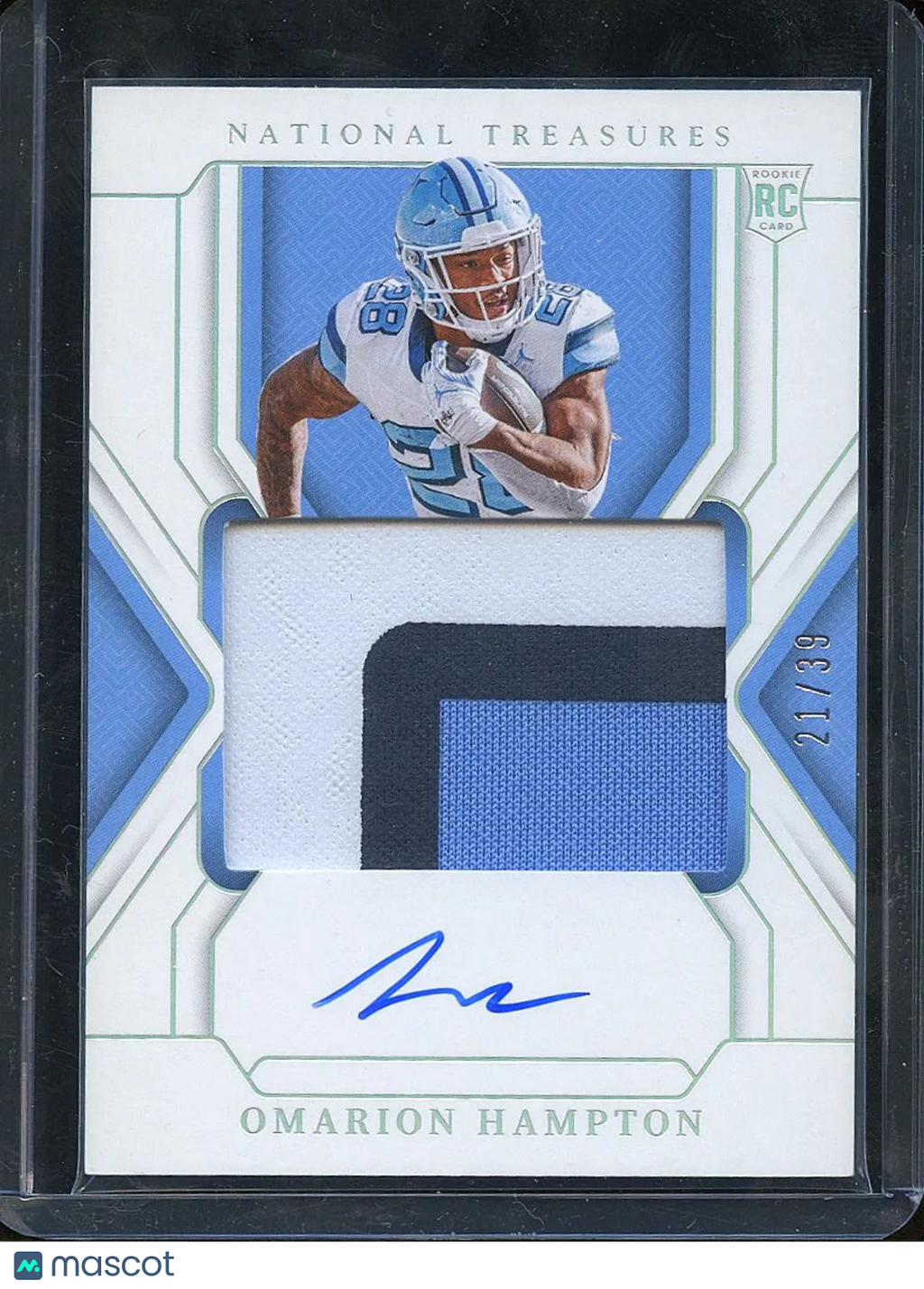 Omarion Hampton 2025 National Treasures Autograph Patch RC North Carolina 21/39