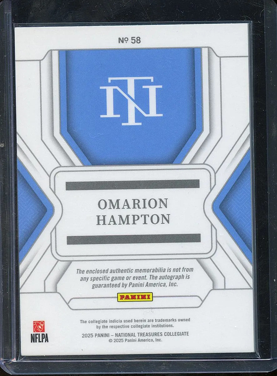 Omarion Hampton 2025 National Treasures Autograph Patch RC North Carolina 21/39