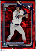 Nick Mitchell 2024 Bowman Chrome Sapphire 1st Red Refractor 5/5 Blue Jays