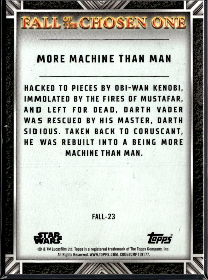 More Machine Than Man Topps Star Wars Masterwork Darth Vader 13/299 #FALL-23