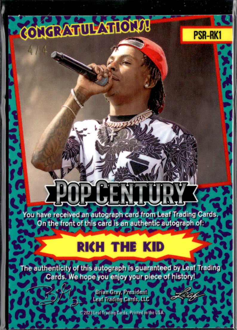 Rich The Kid 2023 Leaf Pop Century Raps Auto Autograph 4/4