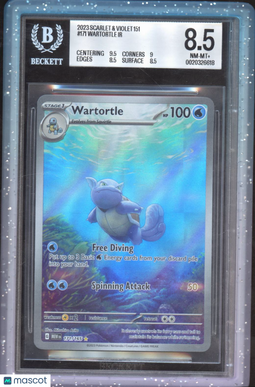 Wartortle 2023 Scarlett & Violet 151 IR Pokemon #171 BGS 8.5