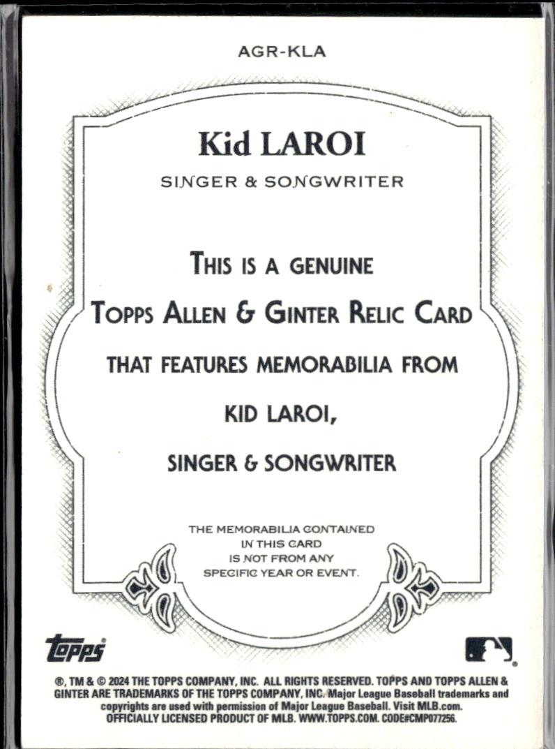 Kid Laroi 2024 Topps Allen & Ginter 2 Color Patch Singer Songwriter